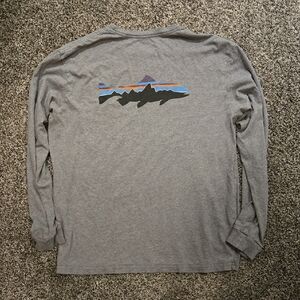 Patagonia Gray Long Sleeve with Fish Graphic